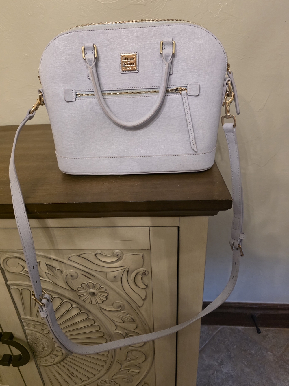 Dooney & Bourke Light Blue Saffiano Dome Satchel - Picture 5 of 13